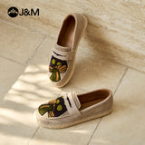 Joy&mario Handmade Women’s Slip-On Espadrille Cow Suede Flats Shoes -05906W