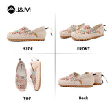 Joy&mario Women’s Slip-on Leather and Weave Loafers Sheos-77383W