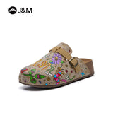 Joy&mario Women’s Slip-On Printed Fabric Birken Mule Slippers Shoes-77399W