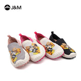 Joy&mario Women’s Slip-on Twill Printed Platform Loafers Shoes-66369W