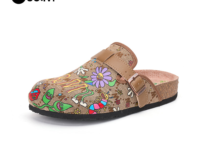 Joy&mario Women’s Slip-On Fabric Birken Slipper Shoes in Green-77221W
