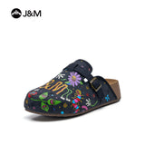 Joy&mario Women’s Slip-On Printed Fabric Birken Mule Slippers Shoes-77399W