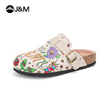 Joy&mario Women’s Slip-On Fabric Birken Slipper Shoes in Ivory-77221W