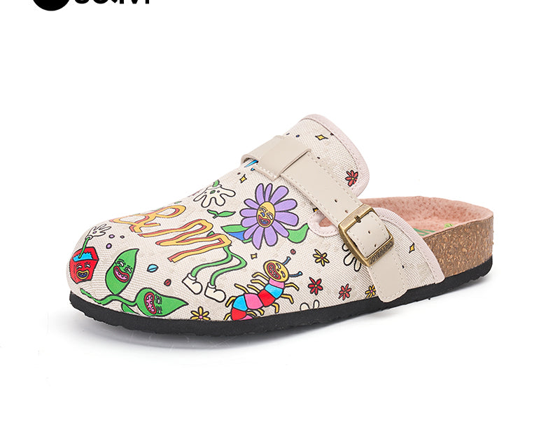 Joy&mario Women’s Slip-On Fabric Birken Slipper Shoes in Ivory-77221W