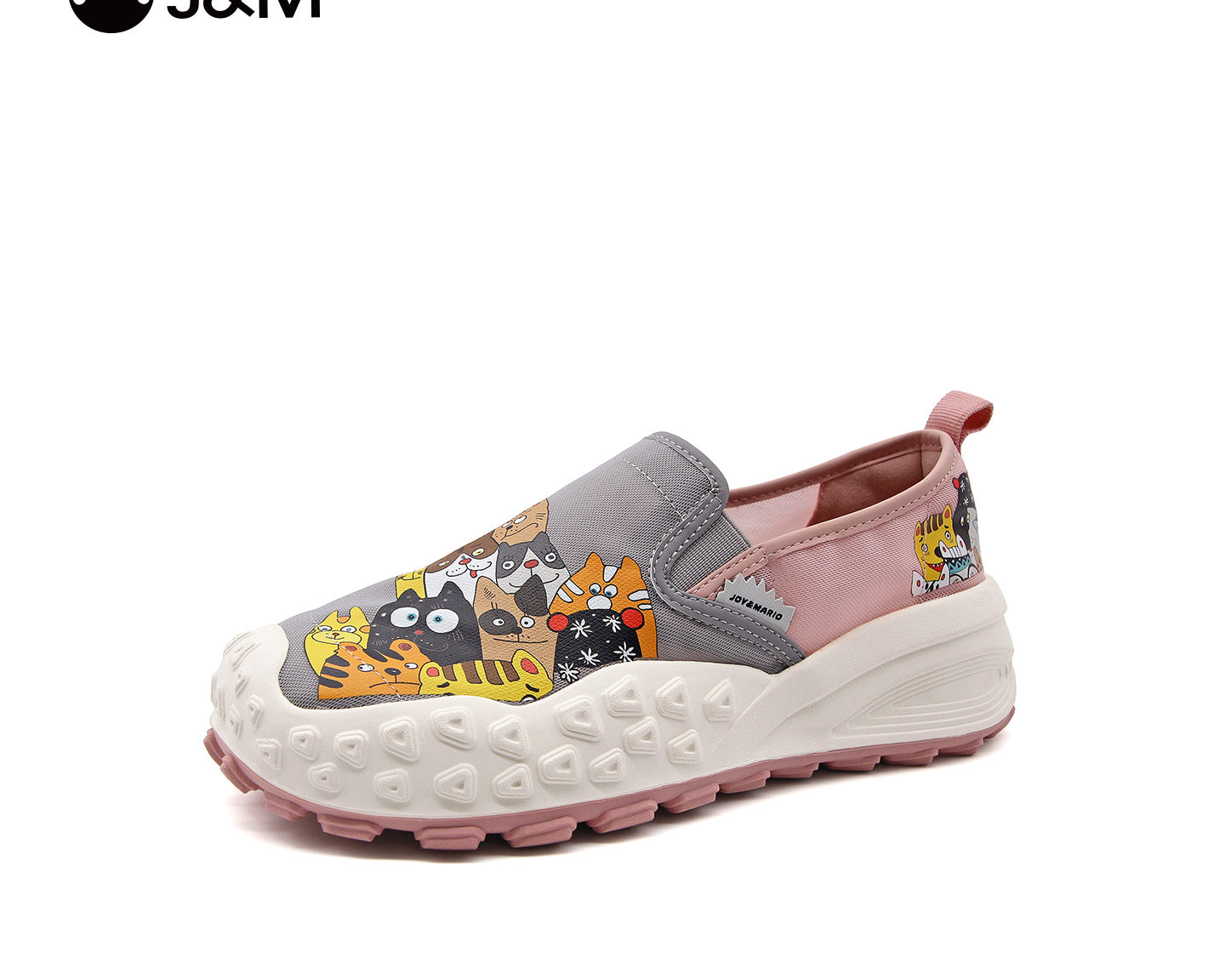 Joy&mario Women’s Slip-on Twill Printed Platform Loafers Shoes-66369W