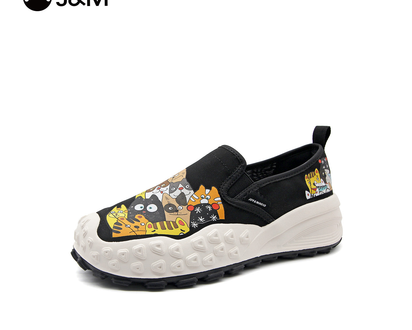 Joy&mario Women’s Slip-on Twill Printed Platform Loafers Shoes-66369W