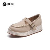 Joy&mario Handmade Women’s Slip-On Espadrille Sheepskin Wedges Shoes -86327W