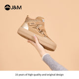 Load image into Gallery viewer, JOY&amp;MARIO Women&#39;s Sequins and Action Leather Lace-up Snow Boots in Camel-65709W