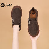 Load image into Gallery viewer, JOY&amp;MARIO Women’s Slip-on Cow Suede Loafers in Dk Brown-87706W