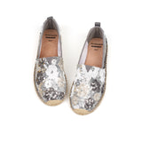 Handmade Women’s Slip-On Espadrille Sequins Mesh Loafers in Champagne-05721W