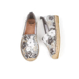 Load image into Gallery viewer, JOY&amp;MARIO Handmade Women’s Slip-On Espadrille Sequins Mesh Loafers in Silver-05721W