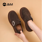 Load image into Gallery viewer, JOY&amp;MARIO Women’s Slip-on Cow Suede Loafers in Coffee-87706W