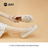 Joy&mario Women’s Slip-on Sequins Mesh Platform Loafers Shoes-87901W