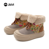 JOY&MARIO Women's Leather Slip-on Boots in Brown-65988W