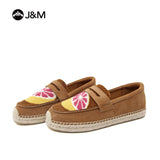 Joy&mario Handmade Women’s Slip-On Espadrille Cow Suede Flats Shoes -05906W