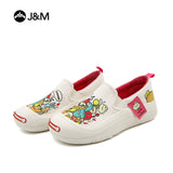 Joy&mario Women’s Slip-on Twill Printed Platform Loafers Shoes-66156W