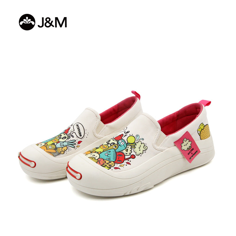 Joy&mario Women’s Slip-on Twill Printed Platform Loafers Shoes-66156W