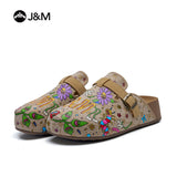 Joy&mario Women’s Slip-On Printed Fabric Birken Mule Slippers Shoes-77399W
