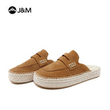 Joy&mario Handmade Women’s Slip-On Espadrille Sheepskin Slippers Shoes -05916W