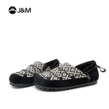 Joy&mario Women’s Slip-on Leather and Weave Loafers Sheos-77383W