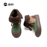 JOY&MARIO Women's Leather Slip-on Boots in Brown-65988W