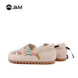 Joy&mario Women’s Slip-on Leather and Weave Loafers Sheos-77383W