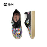 Joy&mario Women’s Slip-on Twill Printed  Loafers Shoes-83667W