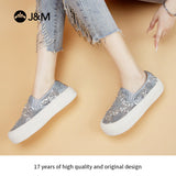 Joy&mario Women’s Slip-on Sequins Mesh Platform Loafers Shoes-87901W