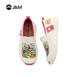 Joy&mario Women’s Slip-on Twill Printed Platform Loafers Shoes-66156W