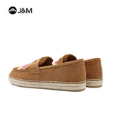 Joy&mario Handmade Women’s Slip-On Espadrille Cow Suede Flats Shoes -05906W