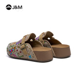 Joy&mario Women’s Slip-On Printed Fabric Birken Mule Slippers Shoes-77399W