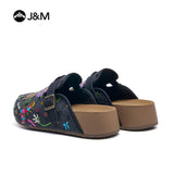 Joy&mario Women’s Slip-On Printed Fabric Birken Mule Slippers Shoes-77399W