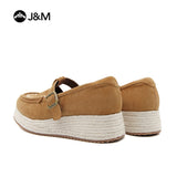 Joy&mario Handmade Women’s Slip-On Espadrille Sheepskin Wedges Shoes -86327W