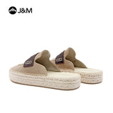 Joy&mario Handmade Women’s Slip-On Espadrille Sheepskin Slippers Shoes -05916W