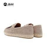 Joy&mario Handmade Women’s Slip-On Espadrille Cow Suede Flats Shoes -05906W