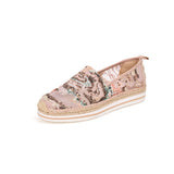 Load image into Gallery viewer, JOY&amp;MARIO Handmade Women’s Slip-On Espadrille Sequins Mesh Loafers in Khaki-51553W