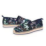 Load image into Gallery viewer, JOY&amp;MARIO Handmade Women’s Slip-On Espadrille Sequins Mesh Loafers in Navy-51553W
