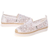 Handmade Women’s Slip-On Espadrille Sequins Mesh Loafers-51555W