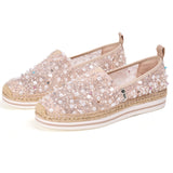 Handmade Women’s Slip-On Espadrille Sequins Mesh Loafers-51555W