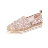 Handmade Women’s Slip-On Espadrille Sequins Mesh Loafers-51555W