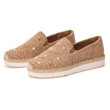 Handmade Women’s Slip-On Espadrille Fabric Loafers Platform-52131W