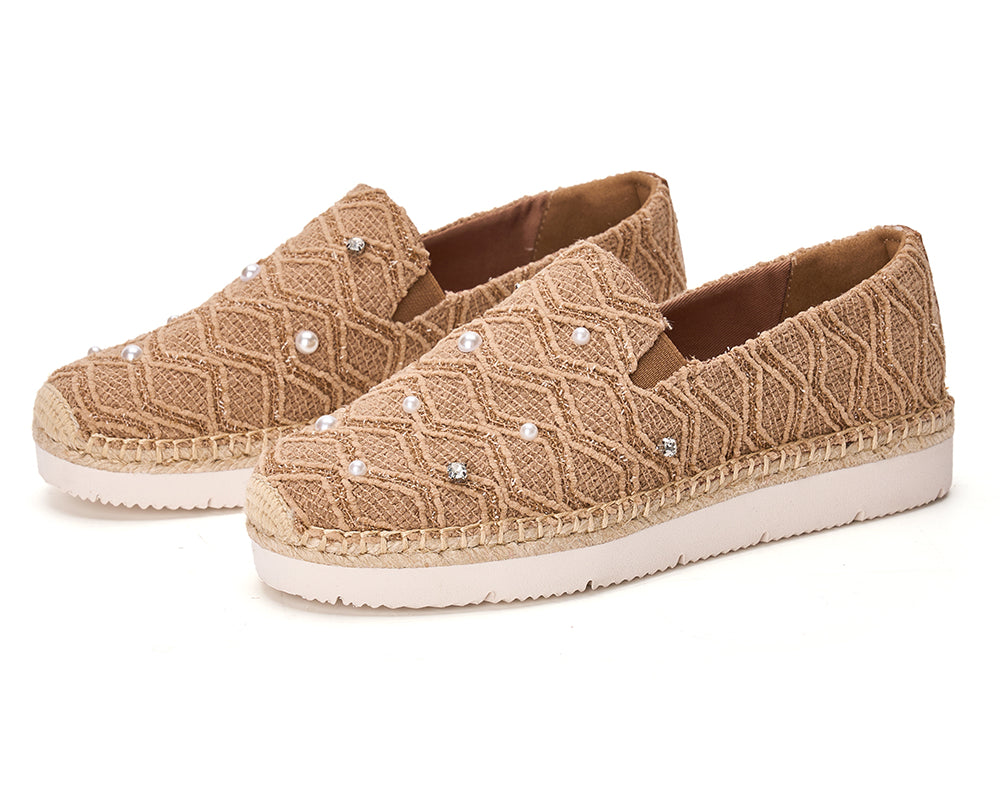 Handmade Women’s Slip-On Espadrille Fabric Loafers Platform-52131W