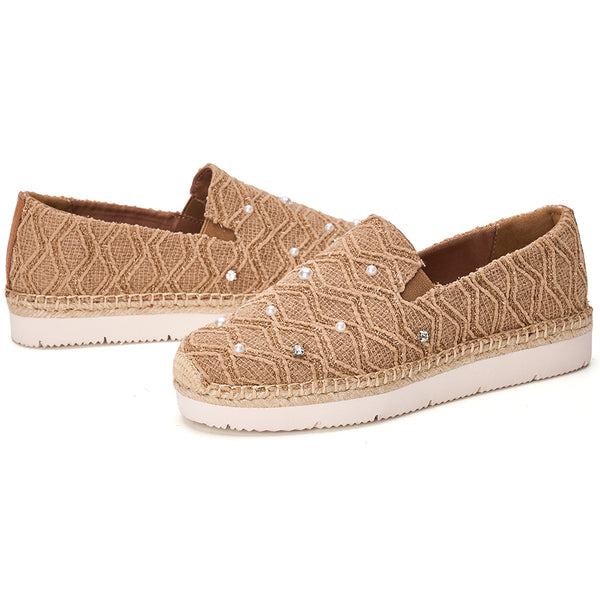 Handmade Women’s Slip-On Espadrille Fabric Loafers Platform-52131W