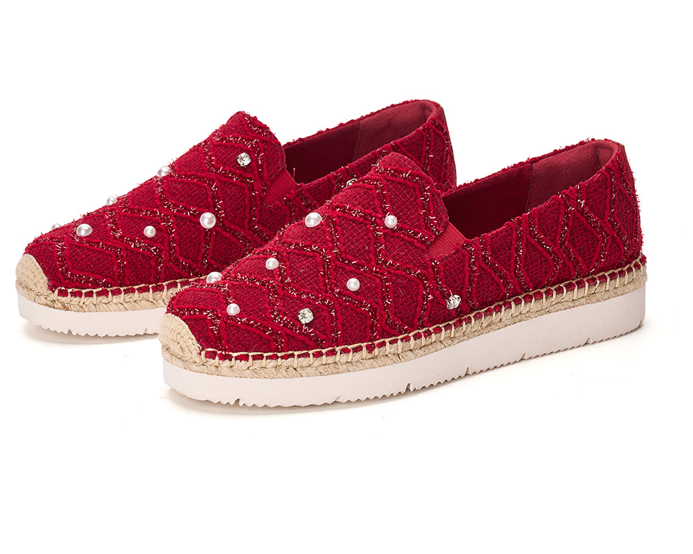 Handmade Women’s Slip-On Espadrille Fabric Loafers Platform-52131W