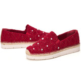 Load image into Gallery viewer, JOY&amp;MARIO Handmade Women’s Slip-On Espadrille Fabric Loafers Platform in Wine-52131W