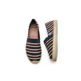 Load image into Gallery viewer, JOY&amp;MARIO Handmade Men&#39;s Stripe Twill Espadrilles Flats in Navy-57365M