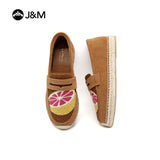Joy&mario Handmade Women’s Slip-On Espadrille Cow Suede Flats Shoes -05906W
