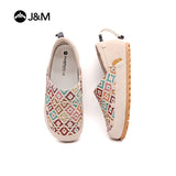 Joy&mario Women’s Slip-on Leather and Weave Loafers Sheos-77383W