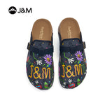 Joy&mario Women’s Slip-On Printed Fabric Birken Mule Slippers Shoes-77399W