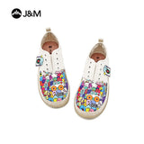 Joy&mario Women’s Slip-on Twill Printed  Loafers Shoes-83667W